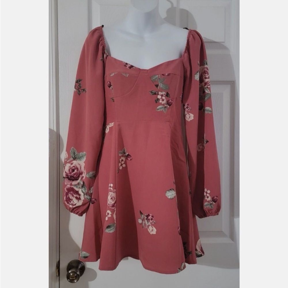 Forever 21 Pink Floral Long Sleeve Dress